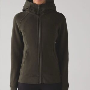 Lululemon Scuba Full-Zip Hoodie IV Dark Olive Size 6 EUC